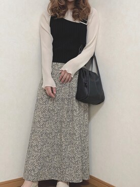 「GRL（グレイル）の2way巾着ショルダーバッグ（ショルダーバッグ）」を使った、sayapiii.さん（レディース・154cm）の春コーディネート