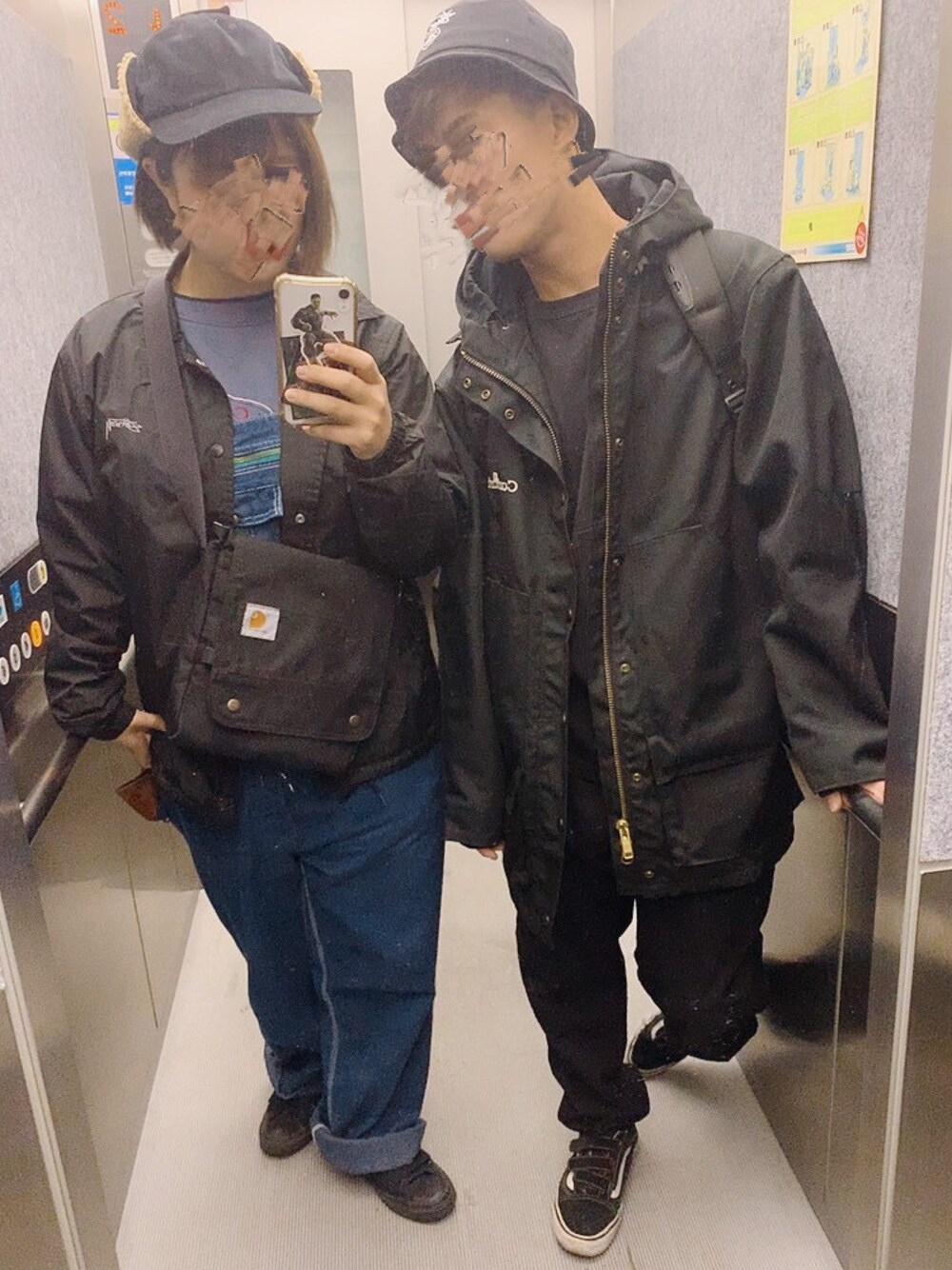 「carhartt、stussy」｜「Carharttのアイテム（ジャケット/アウター、ブラック系）」を使った、あ   す   かさん（メンズ・173cm）の冬コーディネートの1枚目の写真