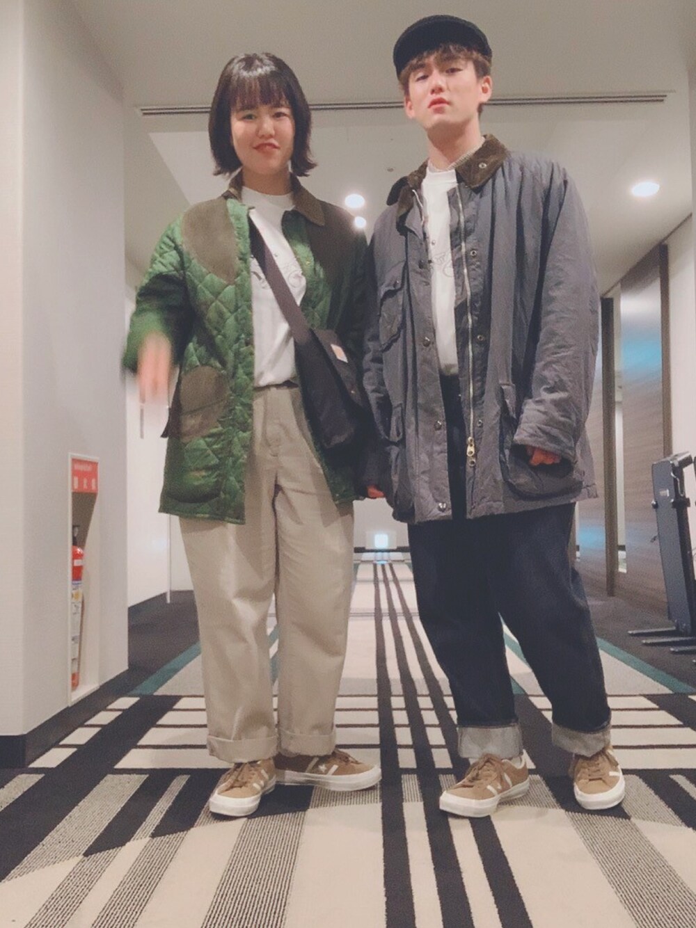 「barbour、Polo Ralph Lauren、converse、TOKYO」｜「Barbourのアイテム（ブルゾン、グリーン系）」を使った、あ   す   かさん（メンズ・173cm）の冬コーディネートの1枚目の写真