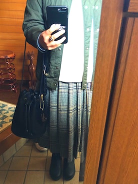 「orcival」｜「アイテム（ノーカラージャケット）」を使った、さちゃんさん（レディース・158cm）の冬コーディネート