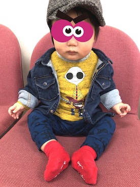 「Little Marc Jacobs（リトルマークジェイコブス）のアイテム（トップス）」を使った、あんころさん（キッズ・70cm）の春コーディネート
