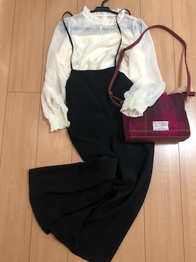 「出勤コーデ」｜「アイテム（オールインワン・サロペット）」を使った、もももさん（レディース・152cm）の秋コーディネート