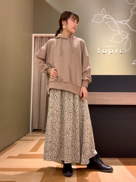 「Green　Parks（グリーンパークス）の裏毛ボリュームパーカー＊（パーカー）」を使った、marinaさん（レディース・158cm）の秋コーディネート