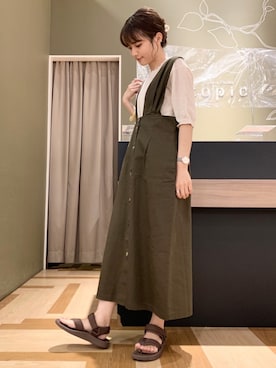 「スポサン」｜「アイテム（ジャンパースカート）」を使った、marinaさん（レディース・158cm）の夏コーディネート