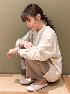 「サテンパンツ」｜「アイテム（その他シューズ）」を使った、marinaさん（レディース・158cm）の秋コーディネート