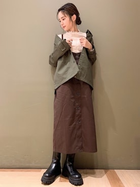 「Green　Parks（グリーンパークス）のアイテム（ブルゾン）」を使った、marinaさん（レディース・158cm）の秋コーディネート