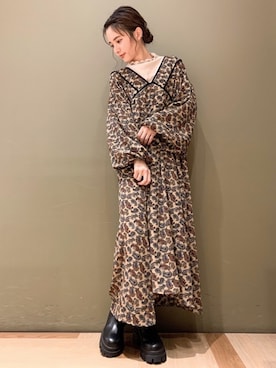 「Green　Parks（グリーンパークス）のアウトメローロックハイネックカットインナー＊（Tシャツ/カットソー）」を使った、marinaさん（レディース・158cm）の秋コーディネート