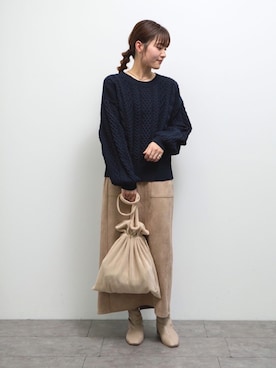 「ゆるニット」｜「アイテム（その他）」を使った、marinaさん（レディース・158cm）の秋コーディネート