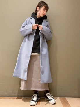 「earth music&ecology（アースミュージックアンドエコロジー）のチェスターコート　＊（チェスターコート）」を使った、marinaさん（レディース・158cm）の冬コーディネート