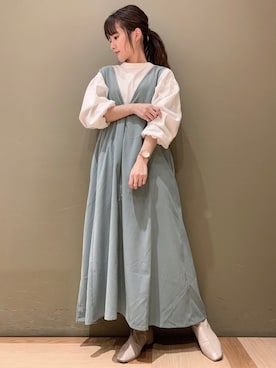 「ELENCARE DUE（エレンカーレデュエ）のアイテム（ジャンパースカート）」を使った、marinaさん（レディース・158cm）の冬コーディネート