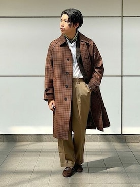 「MACKINTOSH」｜「アイテム（ステンカラーコート）」を使った、hori kooさん（メンズ・173cm）の秋コーディネート