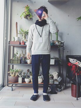 「NUMERALS（ヌメラルズ）のアイテム（デニムパンツ）」を使った、Ｋさん（メンズ・167cm）の冬コーディネート