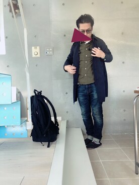 「サングラススタイル」｜「アイテム（ステンカラーコート）」を使った、Ｋさん（メンズ・167cm）の春コーディネート
