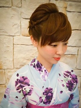 「ふりふ（フリフ）のアイテム（浴衣）」を使った、あわわさん（レディース・160cm）の秋コーディネート