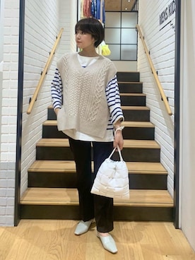 「green label relaxing（グリーンレーベルリラクシング）のスクエア センターシーム ミュール (3cmヒール)（その他シューズ、その他）」を使った、morita_rさん（レディース・160cm）の秋コーディネート