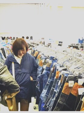 「VANS（バンズ）のアイテム（ナイロンジャケット）」を使った、こばーしさん（レディース・161cm）の秋コーディネート