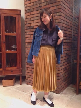 「Te chichi TERRASSE（テチチテラス）のアイテム（デニムジャケット）」を使った、みささん（レディース・158cm）の秋コーディネート