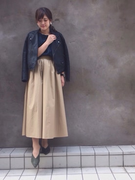 「Te chichi TERRASSE（テチチテラス）のアイテム（ライダースジャケット）」を使った、みささん（レディース・158cm）の秋コーディネート