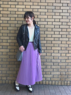 「アコーディオンプリーツ」｜「アイテム（ジャケット/アウター）」を使った、みささん（レディース・158cm）の冬コーディネート