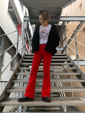 「アイテム（ブルゾン）」を使った、Emiruさん（レディース・165cm）の夏コーディネート