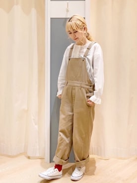 「春物」｜「アイテム（オールインワン・サロペット）」を使った、𝙼 𝙸 𝚈 𝚄さん（レディース・158cm）の春コーディネート