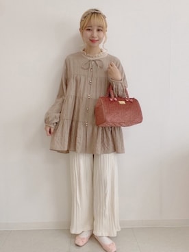 「NaRaYaのアイテム」を使った、𝙼 𝙸 𝚈 𝚄さん（レディース・158cm）の春コーディネート