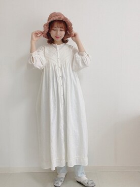 「flower」｜「アイテム（帽子）」を使った、𝙼 𝙸 𝚈 𝚄さん（レディース・158cm）の春コーディネート