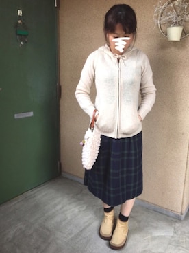 「タータンチェックスカート」｜+K*さん（レディース・153cm）の秋コーディネート