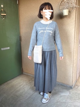 「オールグレー」｜「アイテム（バッグ）」を使った、+K*さん（レディース・153cm）の秋コーディネート