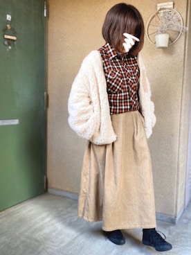 「子供服」｜「アイテム（ノーカラージャケット）」を使った、+K*さん（レディース・153cm）の秋コーディネート