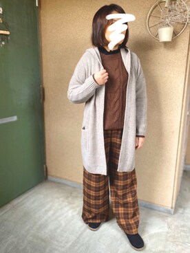 「ケーブルニット」｜「アイテム（福袋/福箱）」を使った、+K*さん（レディース・153cm）の冬コーディネート