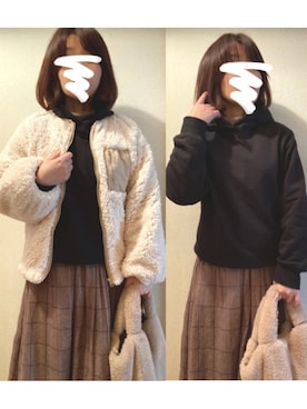 「AMERICAN HOLIC（アメリカンホリック）のフード付裏毛プルオーバー（パーカー）」を使った、+K*さん（レディース・153cm）の冬コーディネート