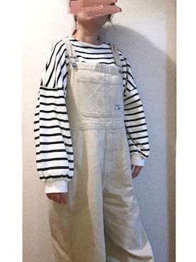 「バルーンスリーブ」｜「アイテム（オールインワン・サロペット）」を使った、+K*さん（レディース・153cm）の秋コーディネート