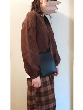 「ケーブルニット」｜「アイテム（PC・スマホグッズ/家電）」を使った、+K*さん（レディース・153cm）の秋コーディネート