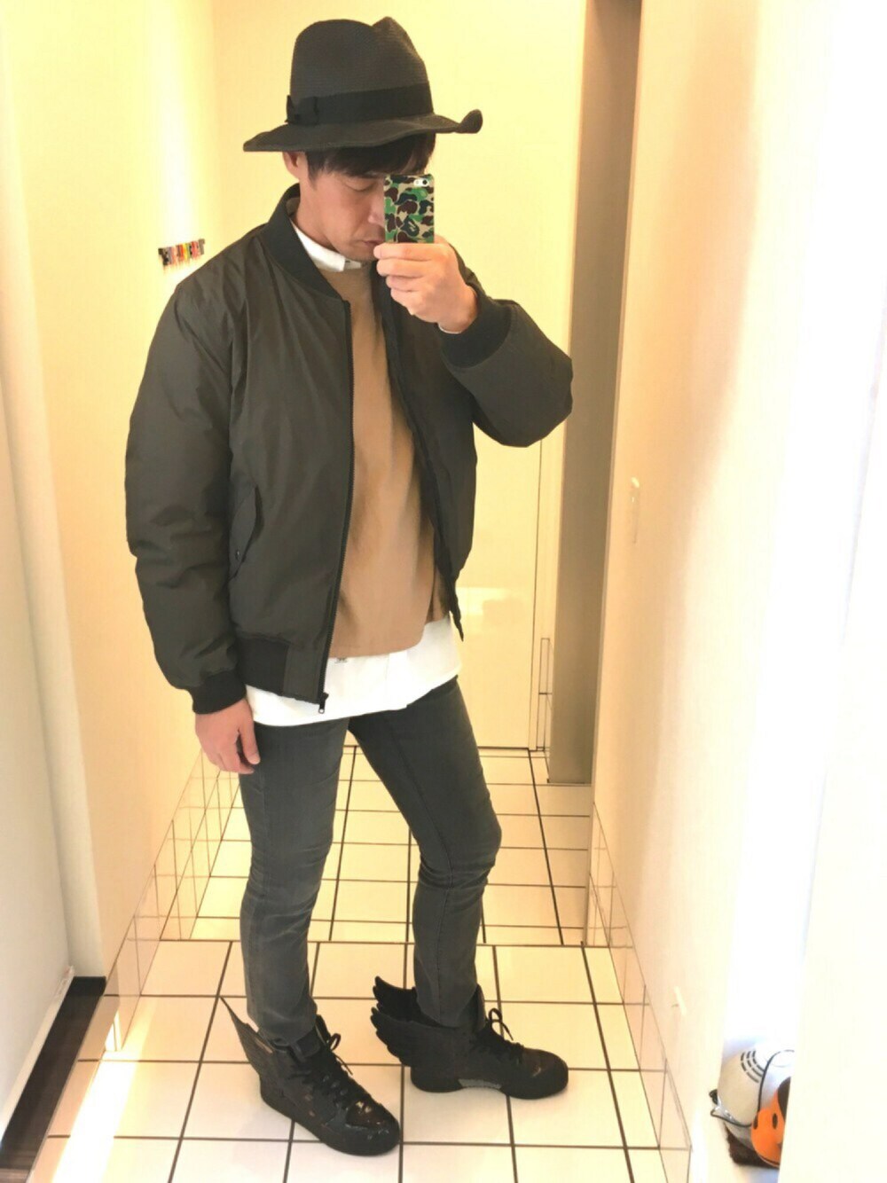 「無印良品、adidas originals、GU、adidas Originals by JEREMY SCOTT、CASPER JOHN AIVER」｜「no brandのアイテム（ハット、ブラック系）」を使った、流山ＲＥＤＳさん（メンズ・180cm）の秋コーディネートの1枚目の写真