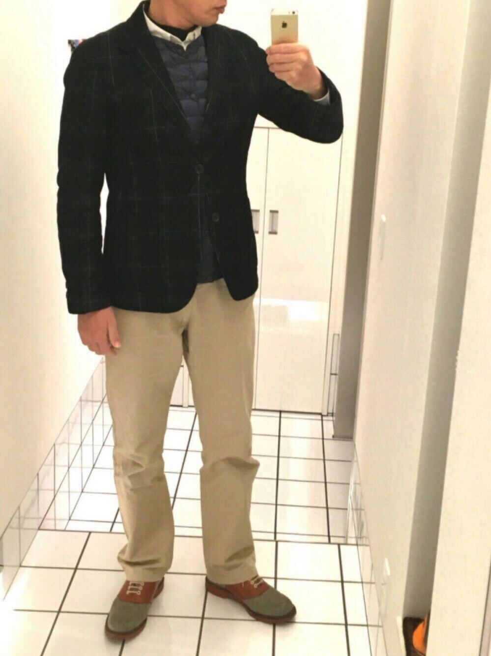 「UNIQLO、regal」｜「REGALのアイテム（シューズ、ブラウン系）」を使った、流山ＲＥＤＳさん（メンズ・180cm）の冬コーディネートの1枚目の写真