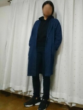 「w closet（ダブルクローゼット）のデニムコート（チェスターコート、ブルー系）」を使った、しーさん（レディース・167cm）の秋コーディネート