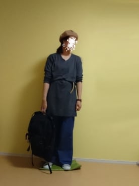 「AMERICAN HOLIC（アメリカンホリック）のタックワイドデニムパンツ（デニムパンツ、ブルー系）」を使った、しーさん（レディース・167cm）の秋コーディネート