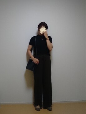 「Green　Parks（グリーンパークス）の円形プレートネックレス（ネックレス、ゴールド系）」を使った、しーさん（レディース・167cm）の秋コーディネート