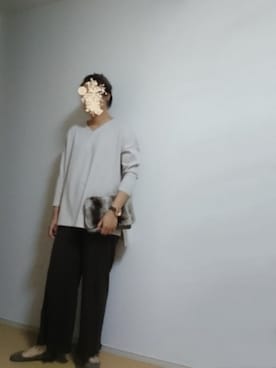 「RAY CASSIN（レイカズン）のリブカットソーワイドパンツ（その他パンツ、ブラウン系）」を使った、しーさん（レディース・167cm）の秋コーディネート