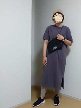 「CRAFT STANDARD BOUTIQUE（クラフトスタンダードブティック）のロングワンピース（ワンピース、パープル系）」を使った、しーさん（レディース・167cm）の春コーディネート