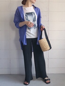 「Bab（バブ）のアイテム（サンダル）」を使った、Bou Jeloudさん（レディース・162cm）の夏コーディネート