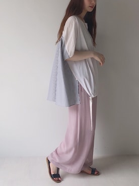 「Bou Jeloud（ブージュルード）のアイテム（チュニック）」を使った、Bou Jeloudさん（レディース・162cm）の夏コーディネート