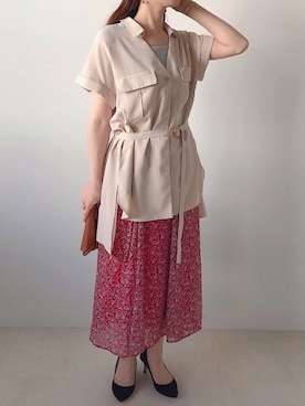「Bou Jeloud（ブージュルード）のアイテム（チュニック）」を使った、Bou Jeloudさん（レディース・162cm）の夏コーディネート
