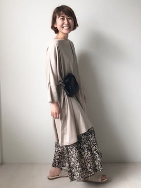 「Bou Jeloud（ブージュルード）のアイテム（チュニック）」を使った、Bou Jeloudさん（レディース・154cm）の夏コーディネート