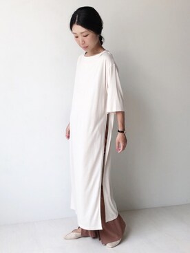 「Bou Jeloud（ブージュルード）のアイテム（バレエシューズ）」を使った、Bou Jeloudさん（レディース・160cm）の夏コーディネート