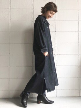 「ラブアンドピース2020」｜「アイテム（デニムジャケット）」を使った、Bou Jeloudさん（レディース・154cm）の秋コーディネート