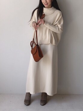 「Bab（バブ）のアイテム（ショルダーバッグ）」を使った、Bou Jeloudさん（レディース・157cm）の秋コーディネート