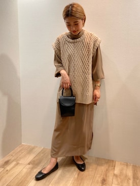 「Bab（バブ）のアイテム（ショルダーバッグ）」を使った、Bou Jeloudさん（レディース・158cm）の秋コーディネート