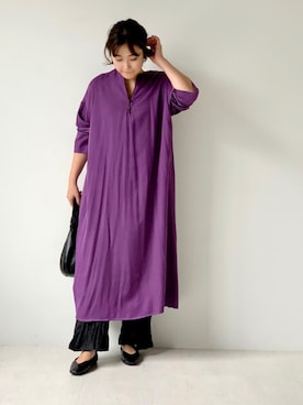 「アイテム（ワンピース、パープル系）」を使った、Bou Jeloudさん（レディース・165cm）の秋コーディネート